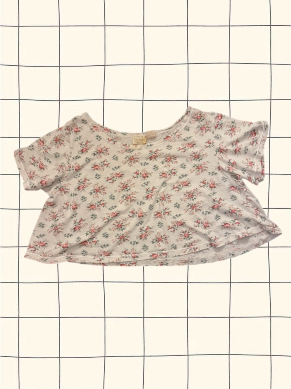 Vintage Victoria Secret- Floral Short Sleeve Crop Top